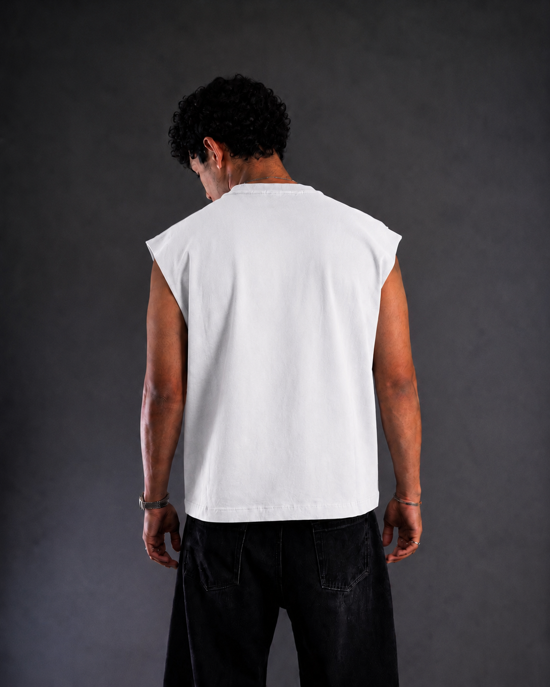 White Cotton Vest - Smoking Skeleton