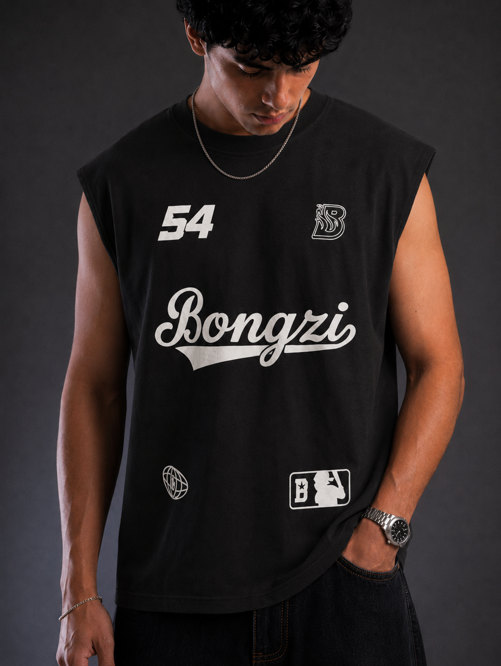 Black Cotton Vest - Bongzi Varsity 54