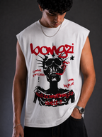 White Cotton Vest - Smoking Skeleton