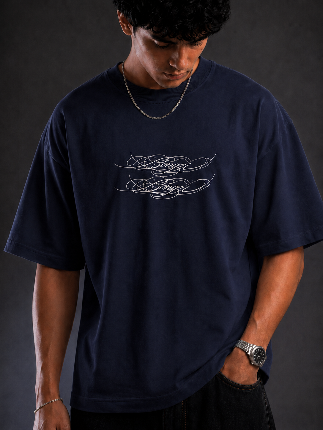 Navy Blue Cotton Tee - Bongzi Cross