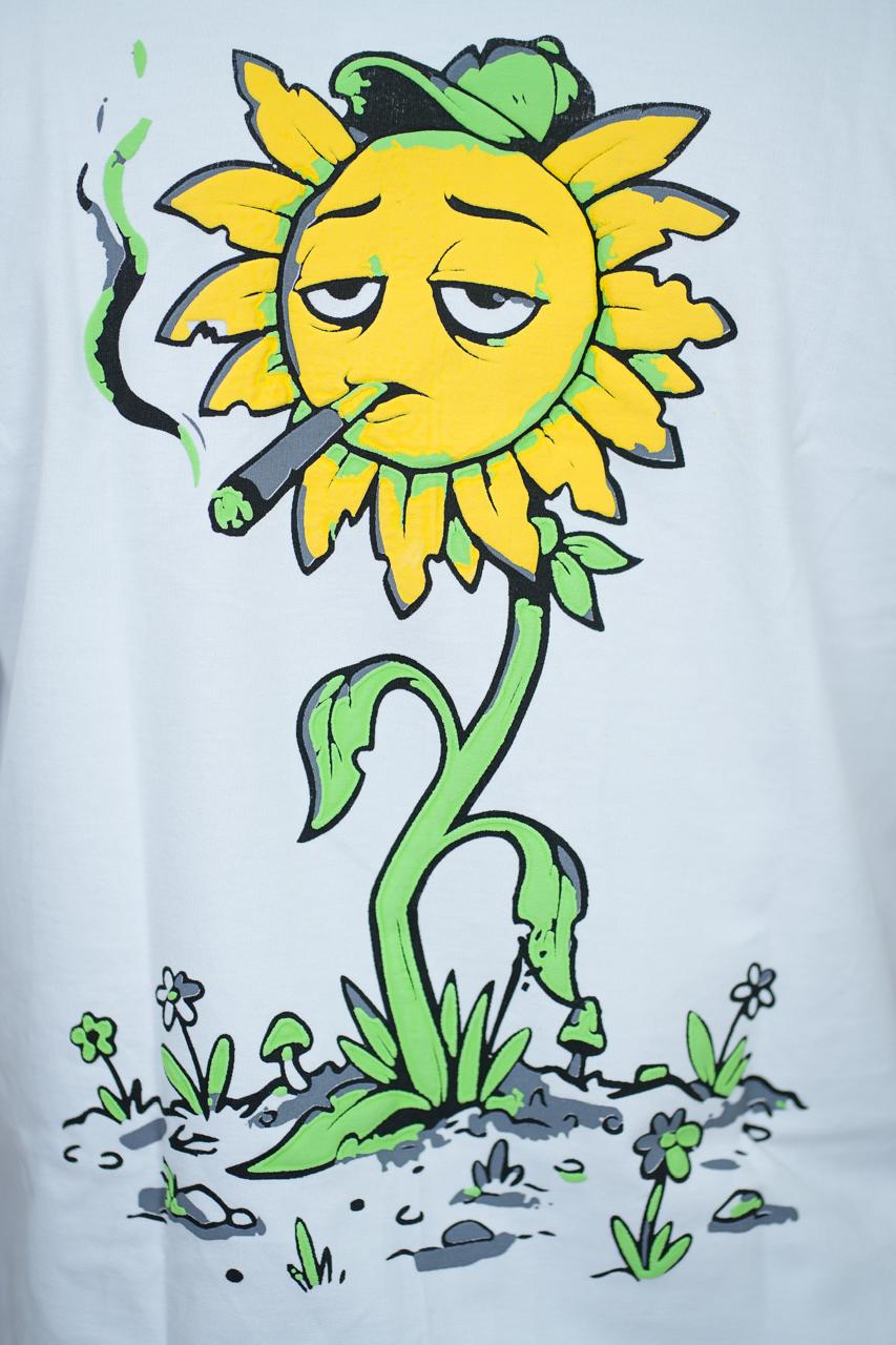 White Smoking Sunflower T-Shirt