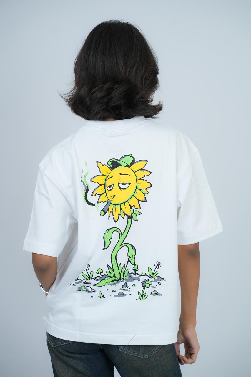 White Smoking Sunflower T-Shirt