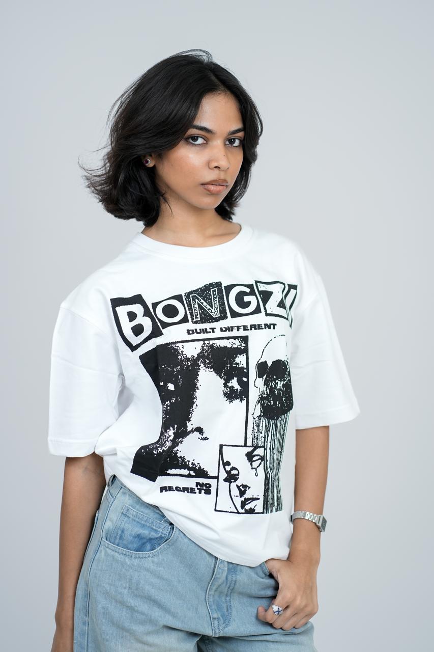 White Cotton Built Diffrent T-Shirt