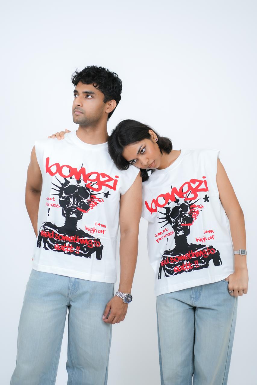White Smoking Skeleton Vest