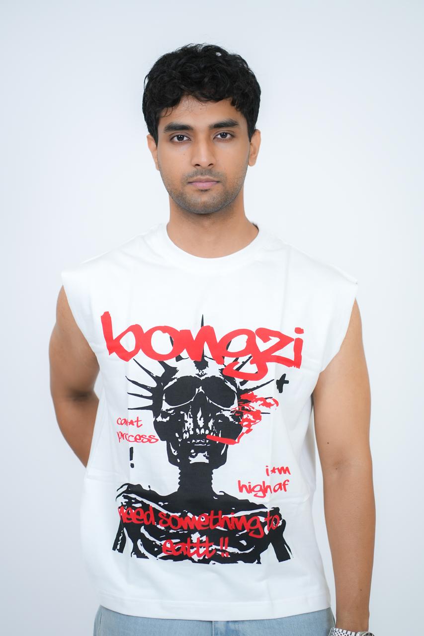 White Smoking Skeleton Vest